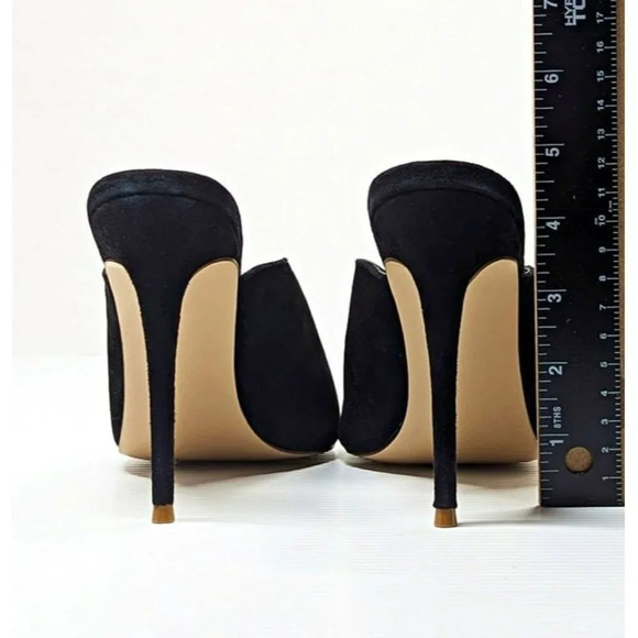 Aqua Women's Flare Mules Suede Pointed Toe High-Heel Black Size 9 (MSRP $99) - Picture 7 of 9